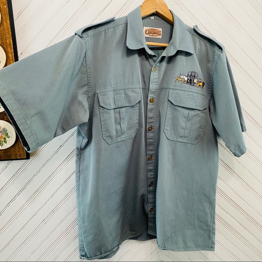 Vintage Steel Blue Safari Shirt - Picture 7 of 9